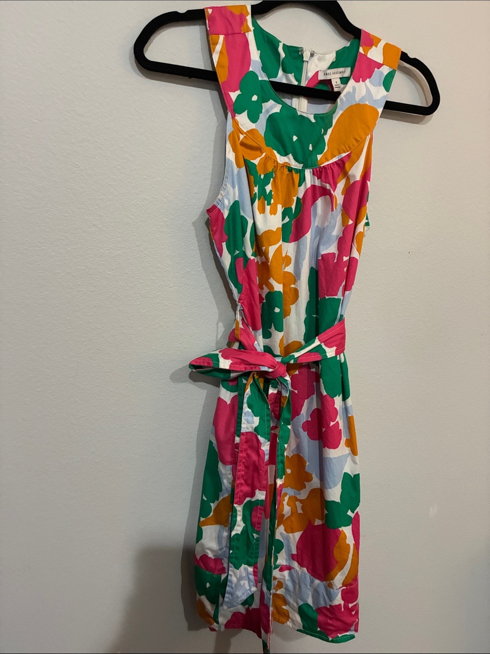 Free Assembly Bright Floral Sleeveless Tie-Waist Dress - Multi - Picture 7 of 8
